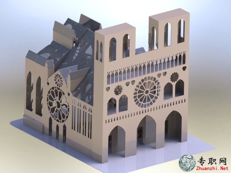 巴黎圣母院大教堂3D结构图模型_Solidworks_SLDPRT\/STL\/IGS\/STEP\/easm源文件