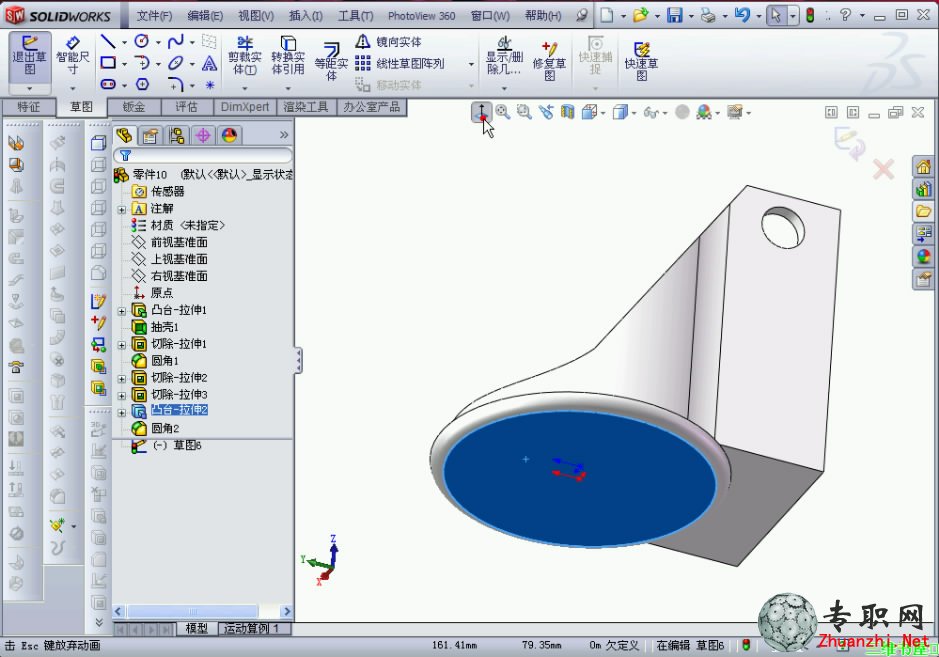 SolidWorks 2012绘制移动轮支架