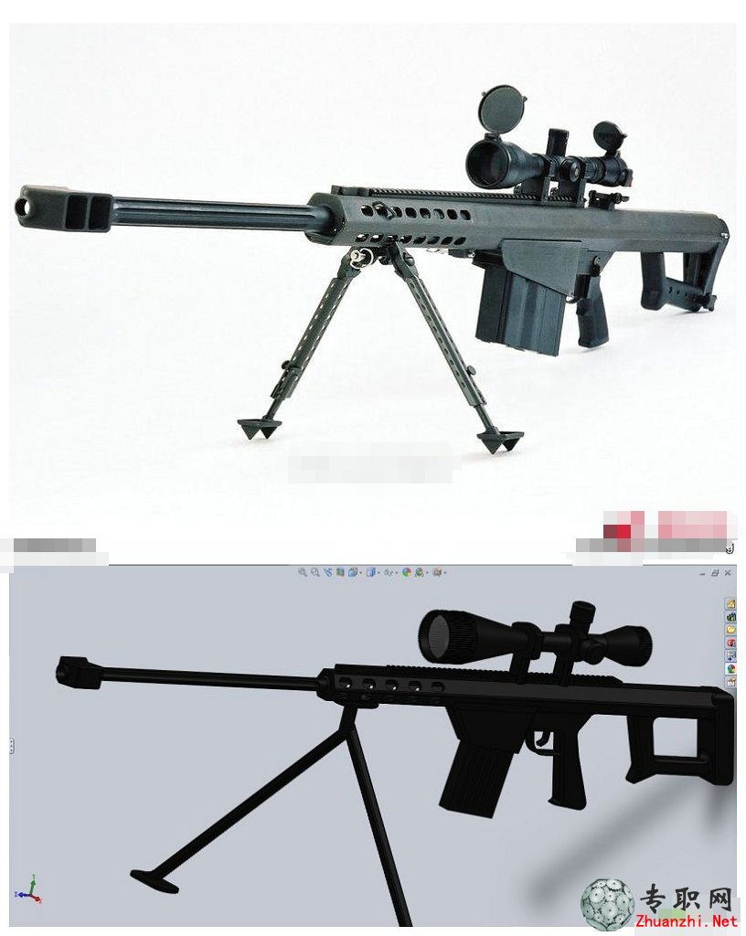solidworks设计的巴雷特m82a1狙击步枪3d模型