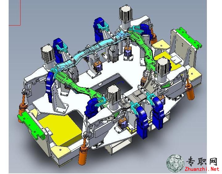 SolidWorks汽车前副车架焊接胎具3D模型