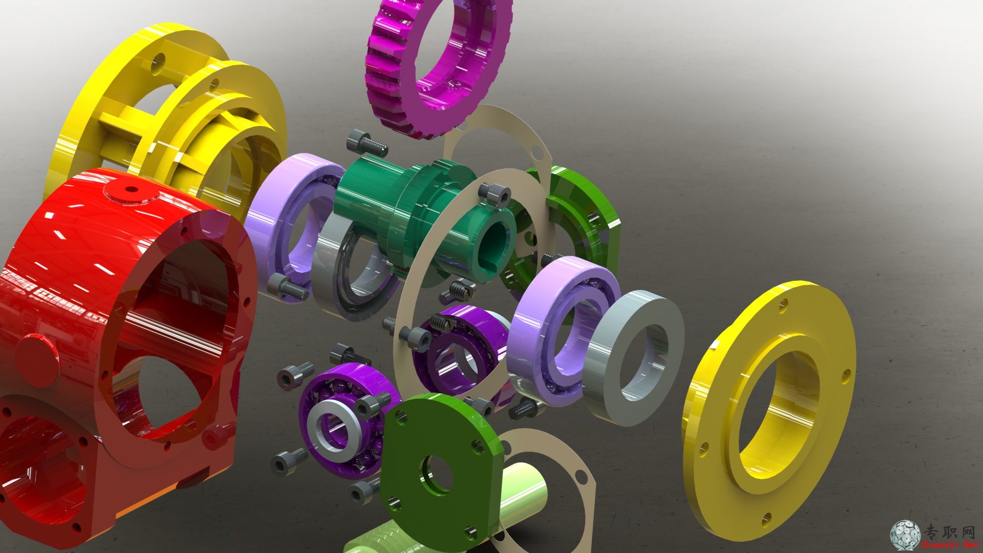SolidWorks 蜗轮减速器3D模型