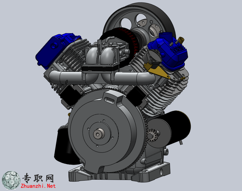 百力通发动机(先锋V型双缸发动机)3D模型