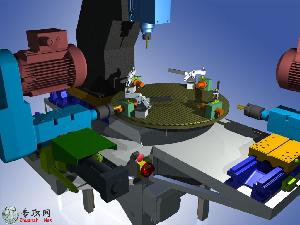 转盘轴切槽口+铣床平台3D模型