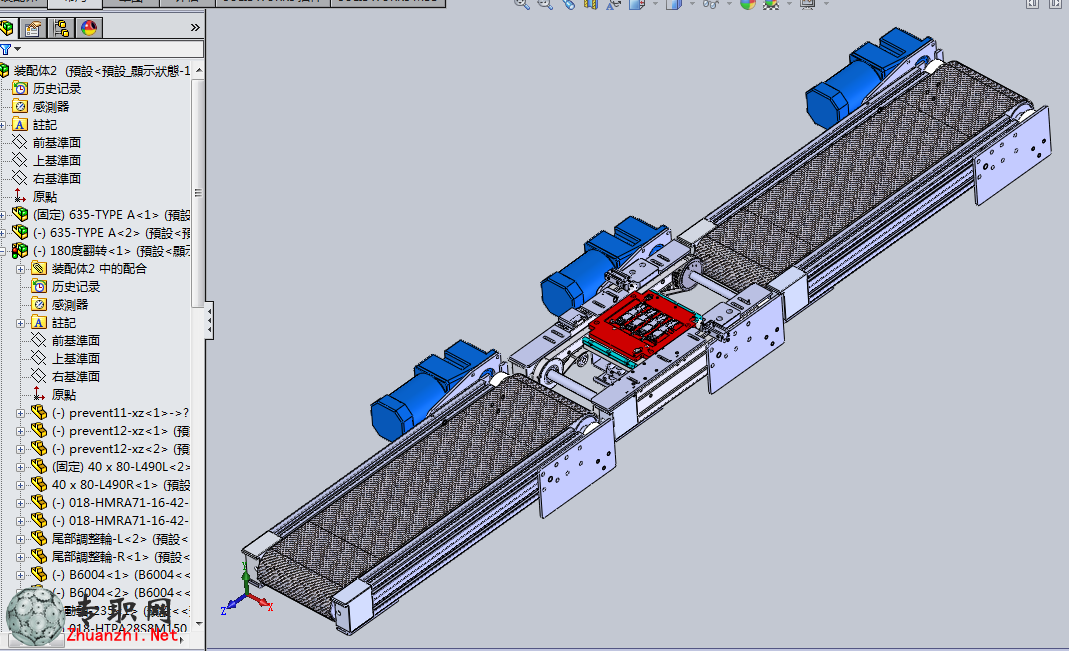 自动化输送线(带度翻转机构)模型_solidworks设计_sldprt/slda