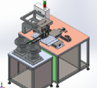 985元件双振动盘凸轮机构自动包装机3D模型_SolidWorks设计_STEP文件下载